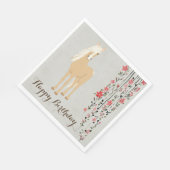 パロかわいらしミノポニーフラワーズホースハッピーバースデー スタンダードランチョンナプキン (角)