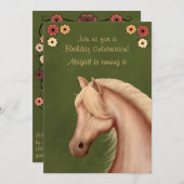 パロかわいらしミノ&フラワーズホース誕生日招待状 招待状 (正面/裏面)