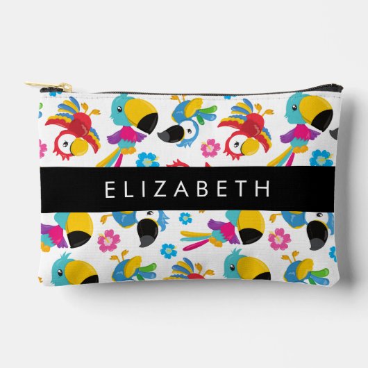 パロカラフルツ、トロピカルパロツ、お名前 アクセサリーポーチ (正面)