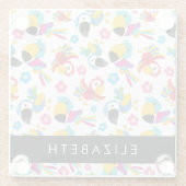 パロカラフルツ、トロピカルパロツ、お名前 ガラスコースター (裏面)