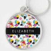 パロカラフルツ、トロピカルパロツ、お名前 キーホルダー (正面)