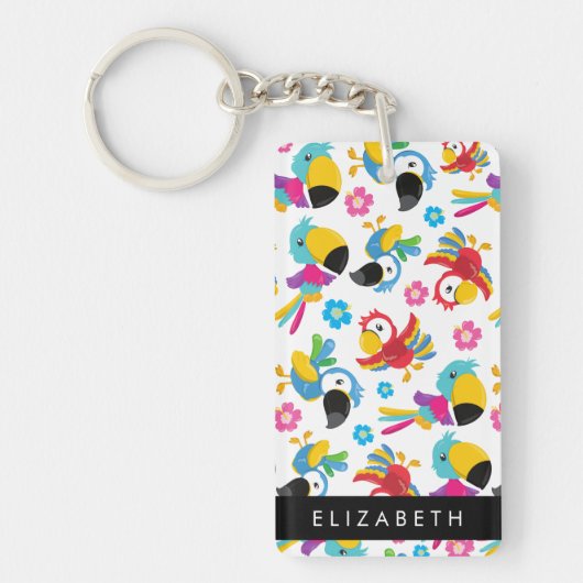 パロカラフルツ、トロピカルパロツ、お名前 キーホルダー (正面)