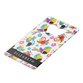 パロカラフルツ、トロピカルパロツ、お名前 クレジットカード栓抜き (正面アングル)