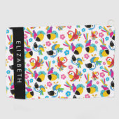 パロカラフルツ、トロピカルパロツ、お名前 ゴルフタオル (横)