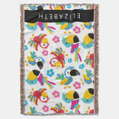 パロカラフルツ、トロピカルパロツ、お名前 スローブランケット (正面縦)