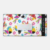 パロカラフルツ、トロピカルパロツ、お名前 デスクマット (キーボード&マウス)