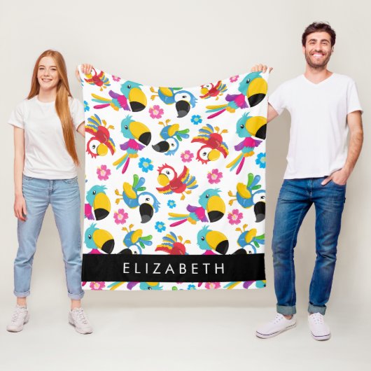 パロカラフルツ、トロピカルパロツ、お名前 フリースブランケット (インサイチュ)