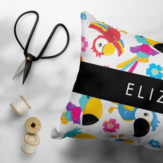 パロカラフルツ、トロピカルパロツ、お名前 枕カバー