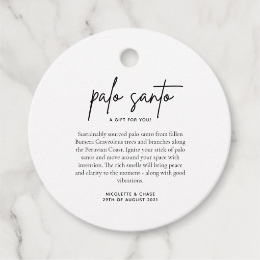 パロサント結婚式の引き出物カード フェイバータグ (正面)