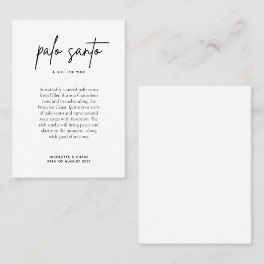 パロサント結婚式の引き出物座席表 プレイスカード (正面/裏面)