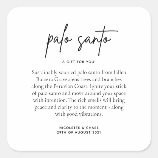 パロサント ウェディング ファーバー スクエアシール (正面)