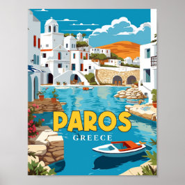 パロスギリシャヴィンテージ旅行イラストレーション ポスター