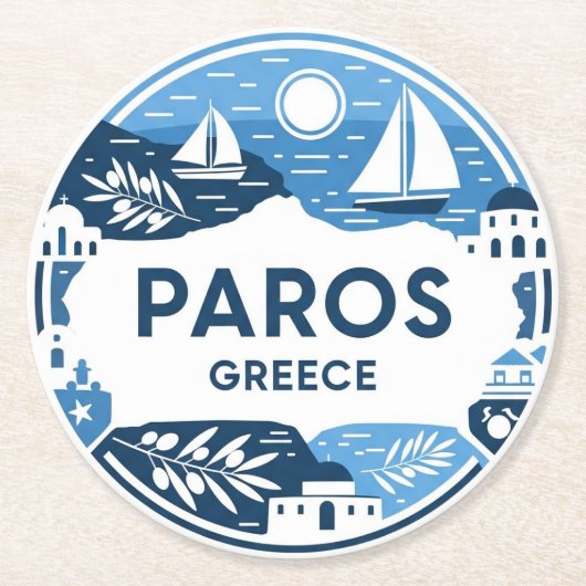 パロスギリシャ島旅行 ラウンドペーパーコースター (正面)