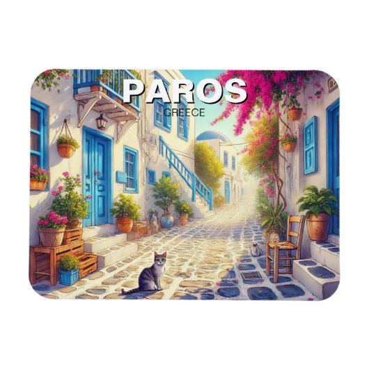 パロスギリシャ諸島トラベルネコ マグネット (横)
