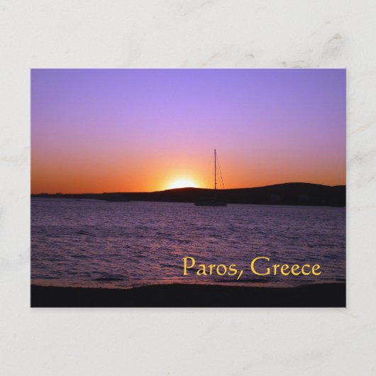 パロス島 ギリシャ 日没の帆船 ポストカード (正面)