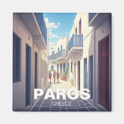 パロス、ギリシャ白と青 マグネット (正面)