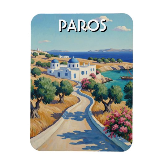 パロス ギリシャ 島々 旅行 水彩画 マグネット (縦)