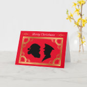 パロス・サンタ・シルエット・クリスマスカード カード (黄色い花)