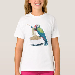 パロッおもしろいト食べ物ラーメン麺 Tシャツ