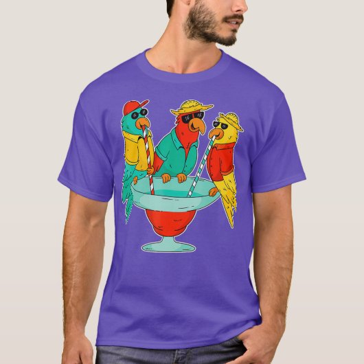 パロッおもしろいト飲む鳥ハワイ熱帯地方 Tシャツ (正面)