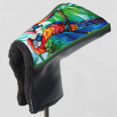 パロッカラフルトのステンドグラス ゴルフヘッドカバー (3/4 正面)