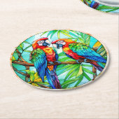パロッカラフルトのステンドグラス ラウンドペーパーコースター (アングル)