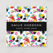 パロッカラフルト、花、ペットショップ、バードストア スクエア名刺 (正面)