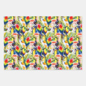 パロッツとパーム葉 ラッピングペーパーシート (正面)