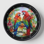 パロッツのステンドグラス時計2 壁時計 (正面)