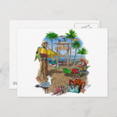 パロッツビーチパーティー インビテーションポストカード (正面/裏面)