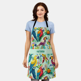 パロッツ水色のカスタムパターン エプロン