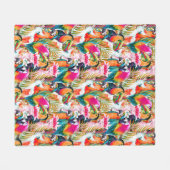 パロッツ&パーム葉ズ フリースブランケット (正面(横))