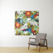 パロットとシームレスな熱帯パターン。 タペストリー (インサイチュ(横))