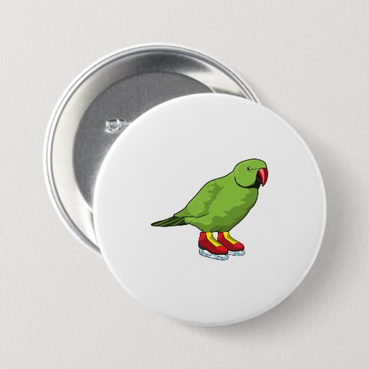 パロットアットアイススケートで滑るとアイススケート 缶バッジ (正面&裏面)