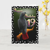パロットアフリカグレイ水玉模様19誕生日 カード (黄色い花)