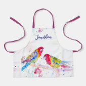 パロットアートウォーター絵を描カラーの赤いブルーボーイズ エプロン (正面)