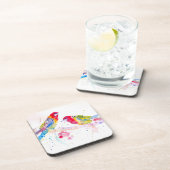 パロットアートウォーター絵画カラーズアクアティール（緑がかった色） コースター (右側)