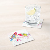 パロットアートウォーター絵画カラーズアクアティール（緑がかった色） スクエアペーパーコースター (インサイチュ)