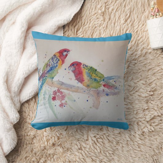 パロットアートウォーター絵画カラーズクッションアクアティール（緑がかった色） クッション (ブランケット)