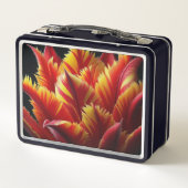 パロットチューリップフローラ赤と黄 メタルランチボックス (裏面)