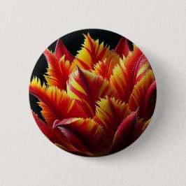 パロットチューリップフローラ赤と黄 缶バッジ