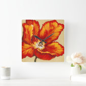 パロットチューリップI スクエア壁時計 (ホーム)