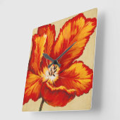 パロットチューリップI スクエア壁時計 (傾斜)