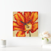 パロットチューリップII スクエア壁時計 (ホーム)