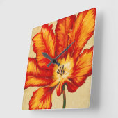 パロットチューリップII スクエア壁時計 (傾斜)