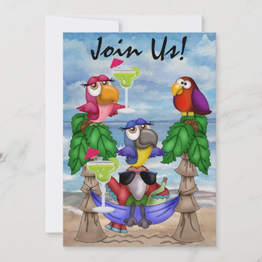 パロットビーチパーティーの招待状 - SRF 招待状 (正面)