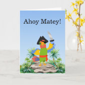 パロットピレート誕生日カード カード (黄色い花)