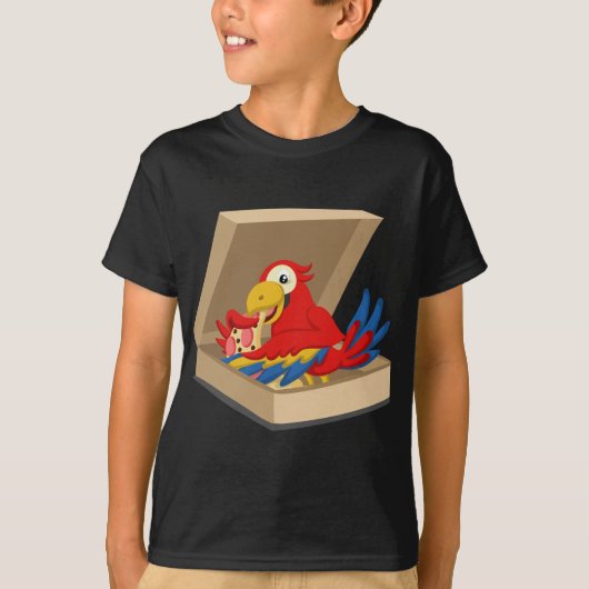パロットペット食べ物のピザ Tシャツ (正面)