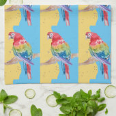 パロットマコーブルーバード誕生日ボーイズメンズネーム茶 キッチンタオル (折り畳み)