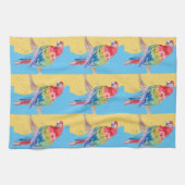 パロットマコーブルーバード誕生日ボーイズメンズネーム茶 キッチンタオル (横)